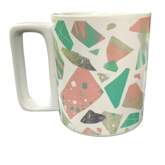 Starbucks 2019 Confetti Foil Geometric Pink Green Ceramic Coffee Mug 12oz - Picture 2 of 14